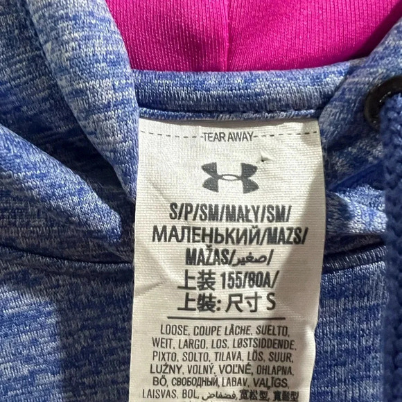 Under Armour Front Logo Hoodie Lt. Blue w/ Pink Logo Size Small - Picture 2 of 3